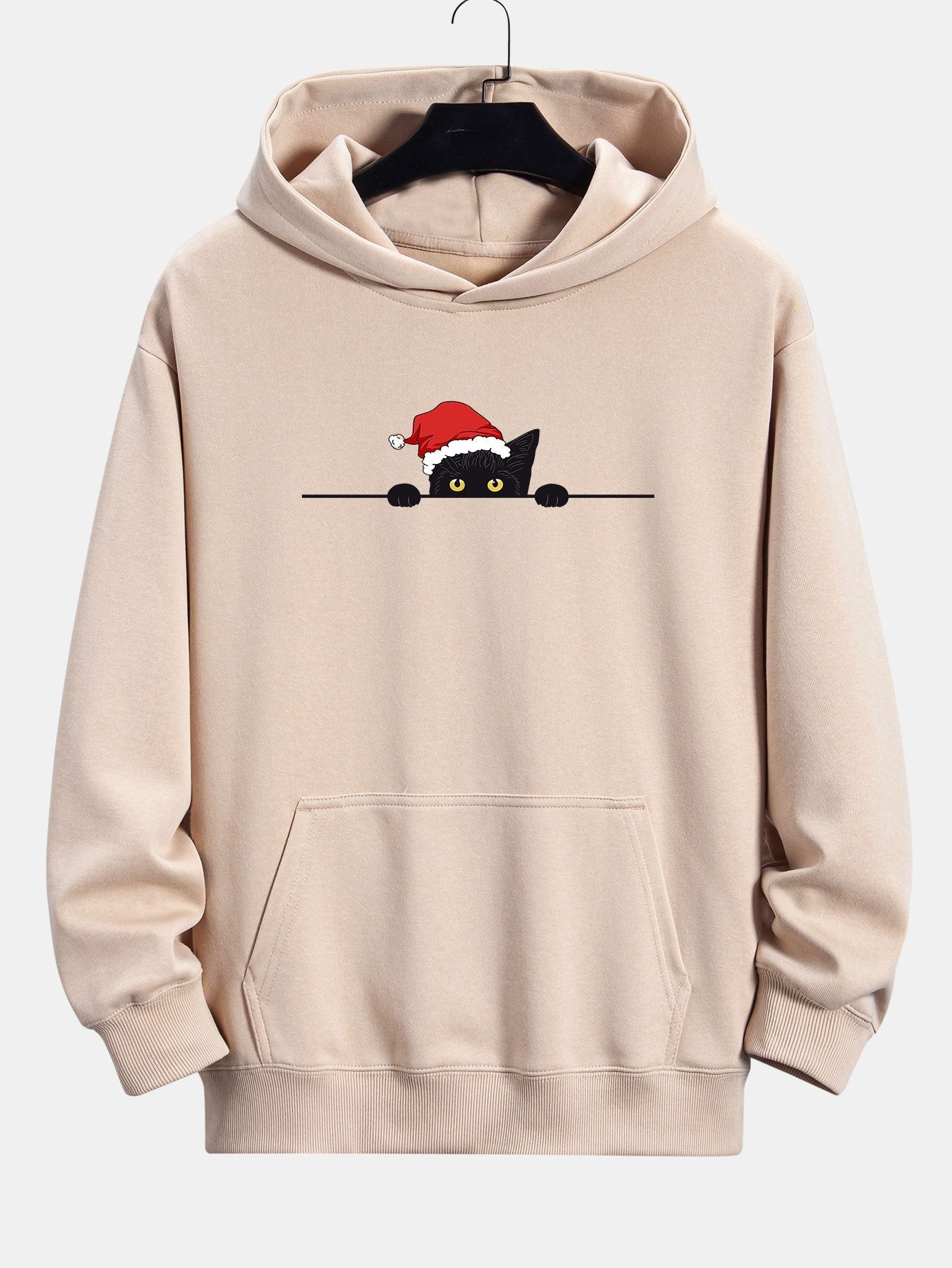 Lawrence | Christmas Black Cat Print Relax Fit Hoodie