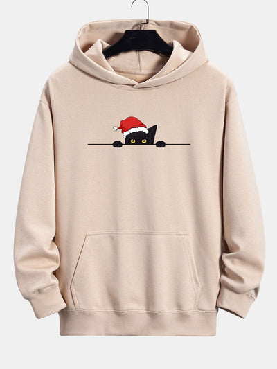 Lawrence | Christmas Black Cat Print Relax Fit Hoodie