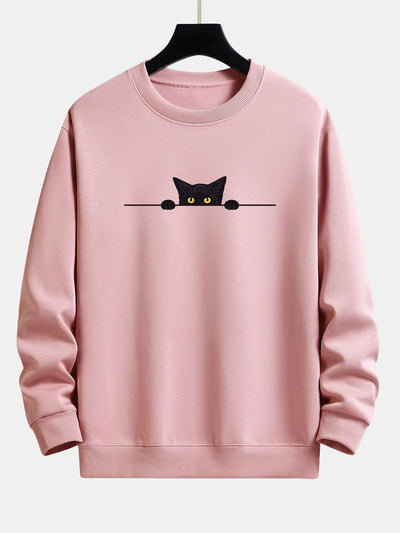 Connor® | Black Cat Print Relax Fit Sweatshirt