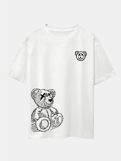 Héctor® | Cartoon Bear Print Drop Shoulder Oversize T-Shirt