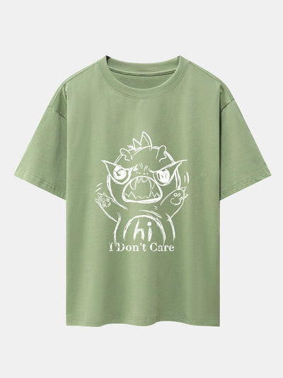 Isaac® | Cartoon Dinosaur Print Drop Shoulder Oversize T-Shirt