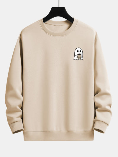 Ferdinand® | Ghost Drinking Coffee Print Relax Fit Sweatshirt