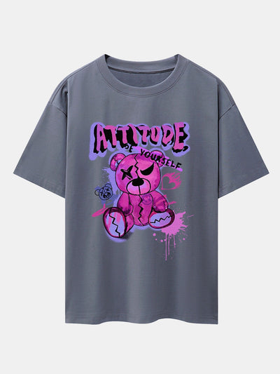 Jesus® | Tattered Bear Print Drop Shoulder Oversize T-Shirt