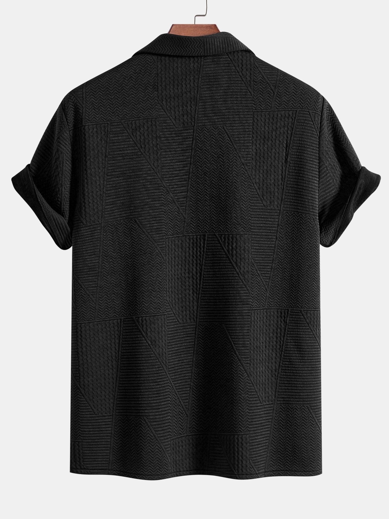 Leonardo® | Geometric Style: Short-Sleeved Cuban Shirt With Geometric Texture