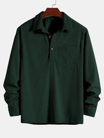 Ancel® | 3 Pieces Long Sleeve Polo Neck Corduroy Shirt