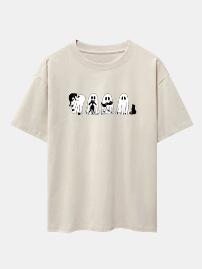 Baldomero® | Black Cat Ghost Print Drop Shoulder Oversize T-Shirt