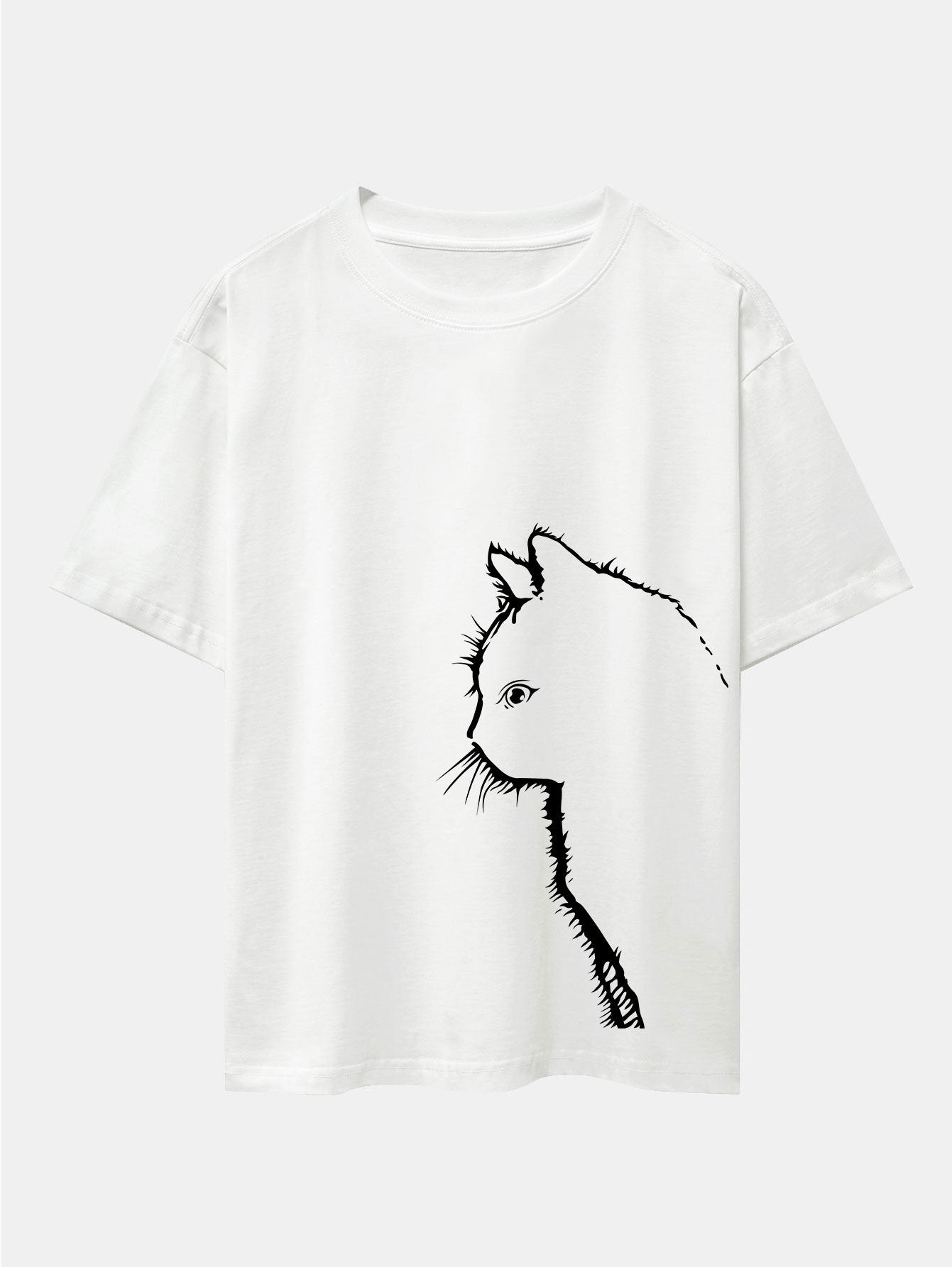 Héctor® | Cat Silhouette Print Drop Shoulder Oversize T-Shirt