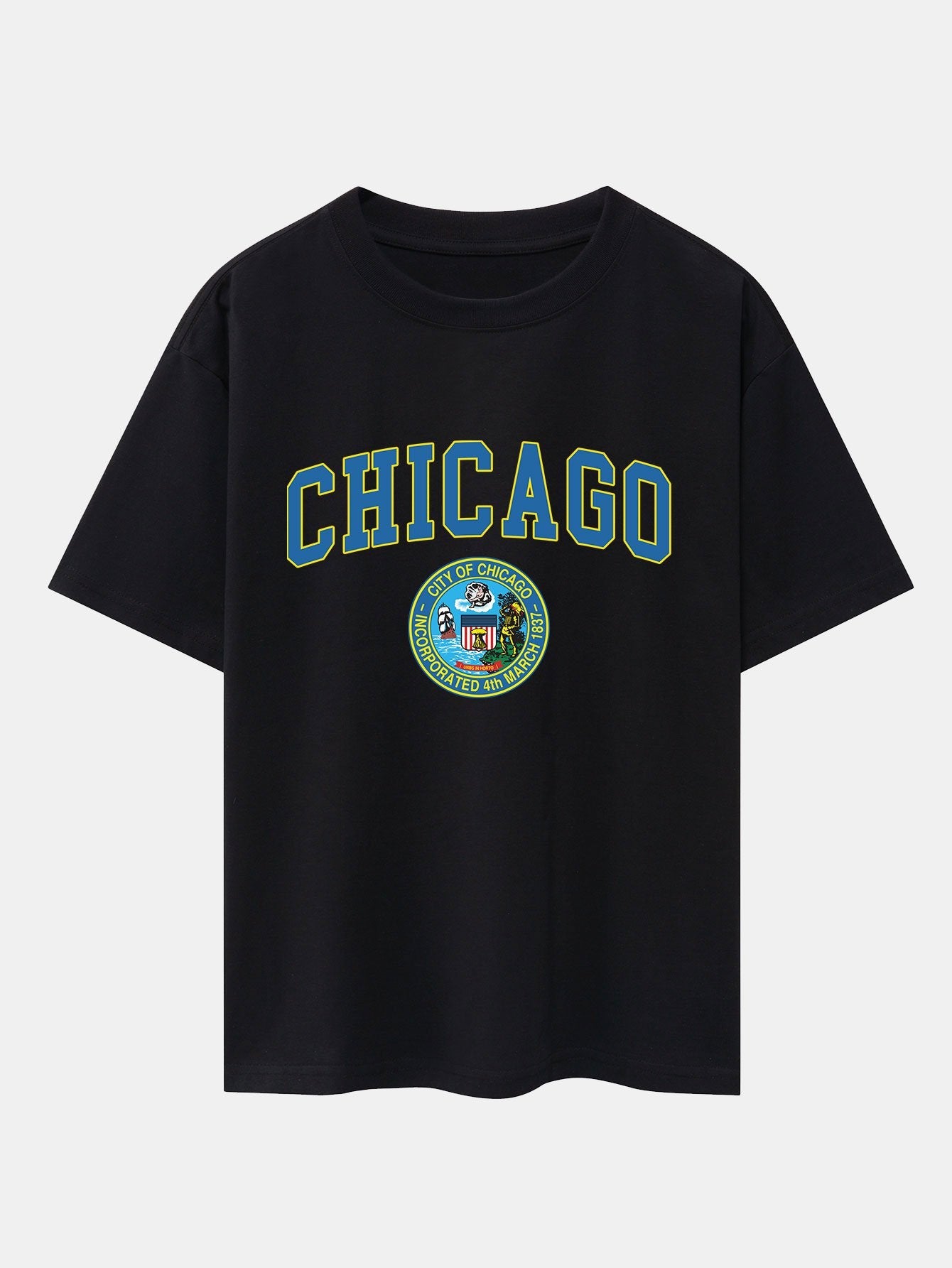 Lorenzo® | Chicago Coat Of Arms Print Drop Shoulder Oversize T-Shirt