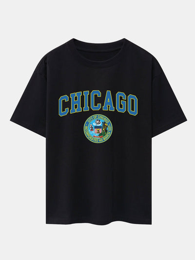 Lorenzo® | Chicago Coat Of Arms Print Drop Shoulder Oversize T-Shirt