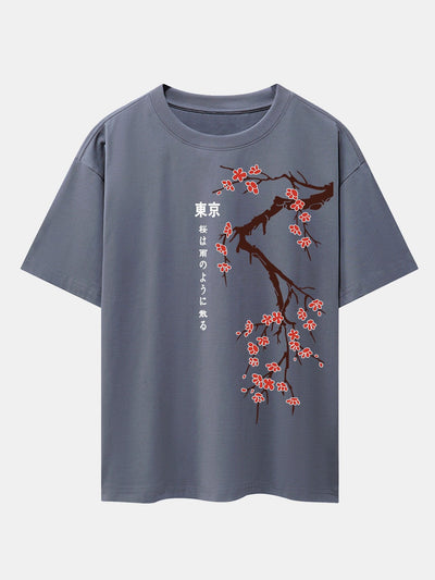 Ken® | Tokyo Japanese Cherry Blossoms Print Drop Shoulder Oversize T-Shirt