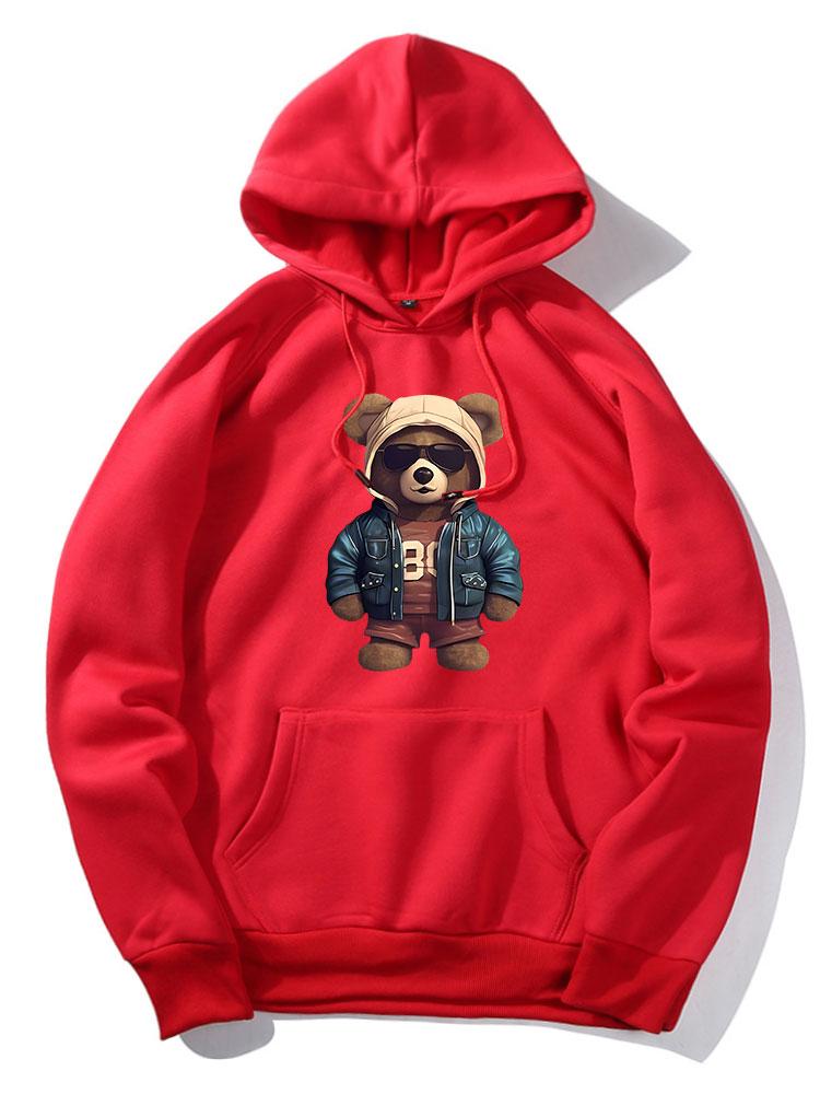 Benedict | Bear In Leather Jacket Print Hoodie
