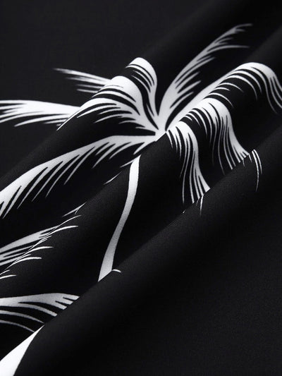 Manuel® | Tropical Leaf Print Button Up Shirt