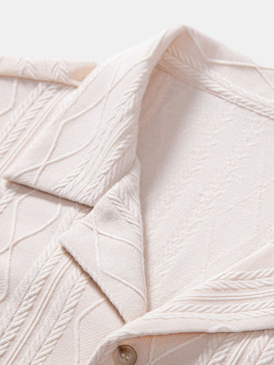 Duane® | Knitted Geometric Rhombus Jacquard Cuban Shirt