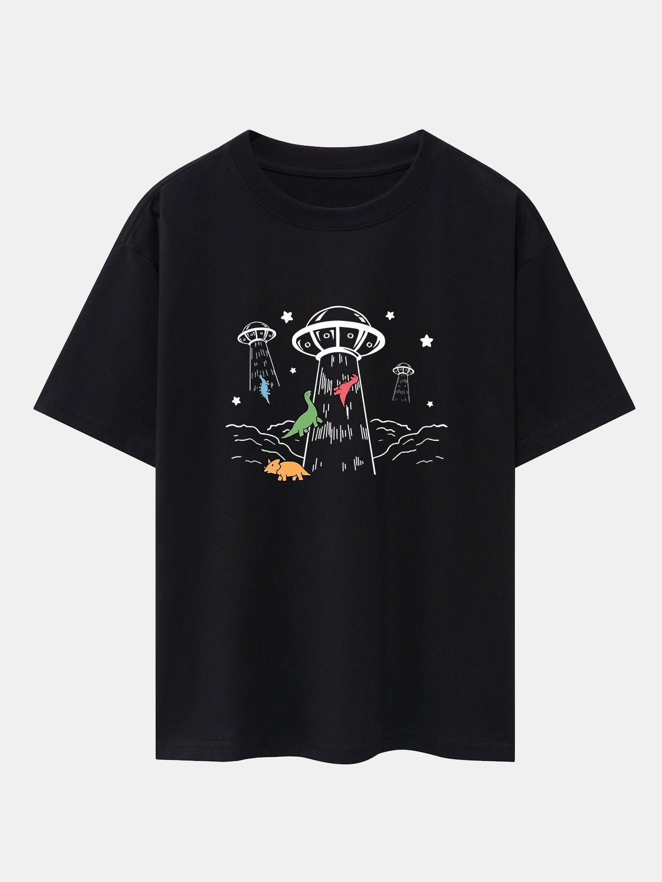 Xavier® | Ufo Take Away Dinosaurs Print Drop Shoulder Oversize T-Shirt