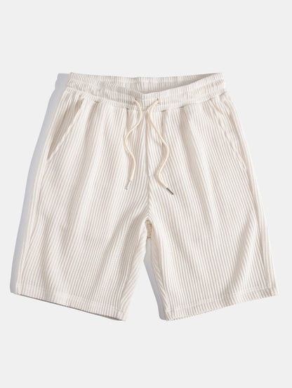Adalton® | Knitted Waffle Arc Hem Hooded T-Shirt & Drawstring Waffle Shorts