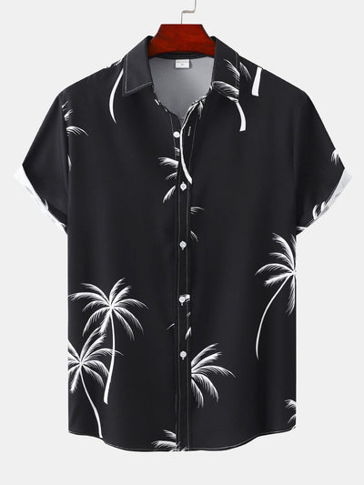 Aristofanes® | Tropical Leaf Print Button Up Shirt
