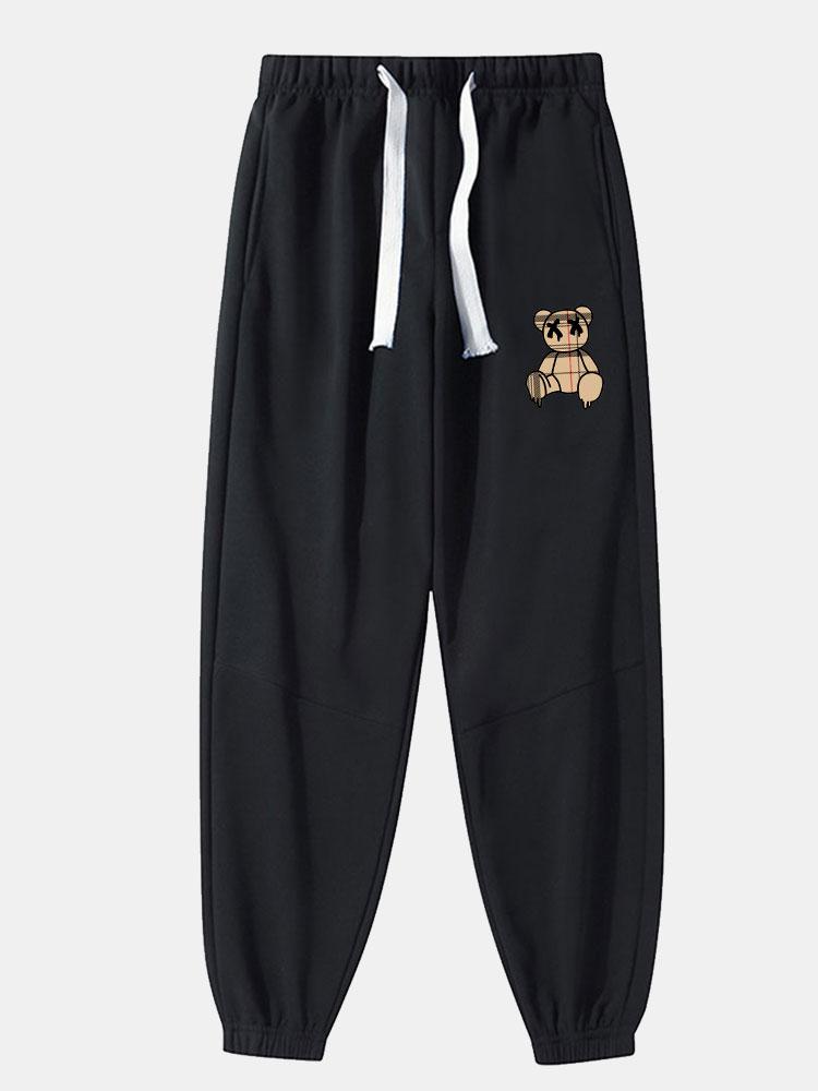 Baldovino® | Plaid Pattern Dissolving Bear Print Cotton Blend Jogger Pants
