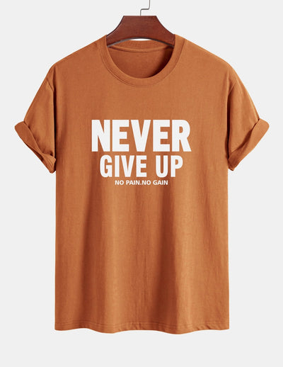 Ubaldo® | Never Give Up Print Cotton T-Shirt