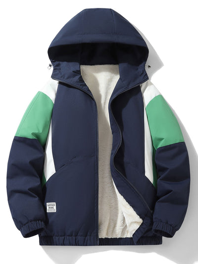 Fernando | Teddy Fleece Lined Color Block Hooded Windbreaker