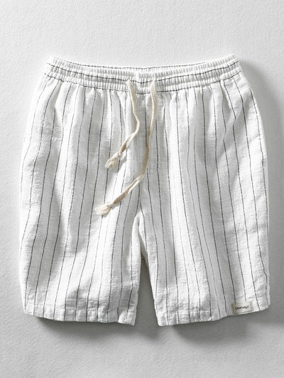 Job® | Linen Cotton Blend Drawstring Striped Shorts