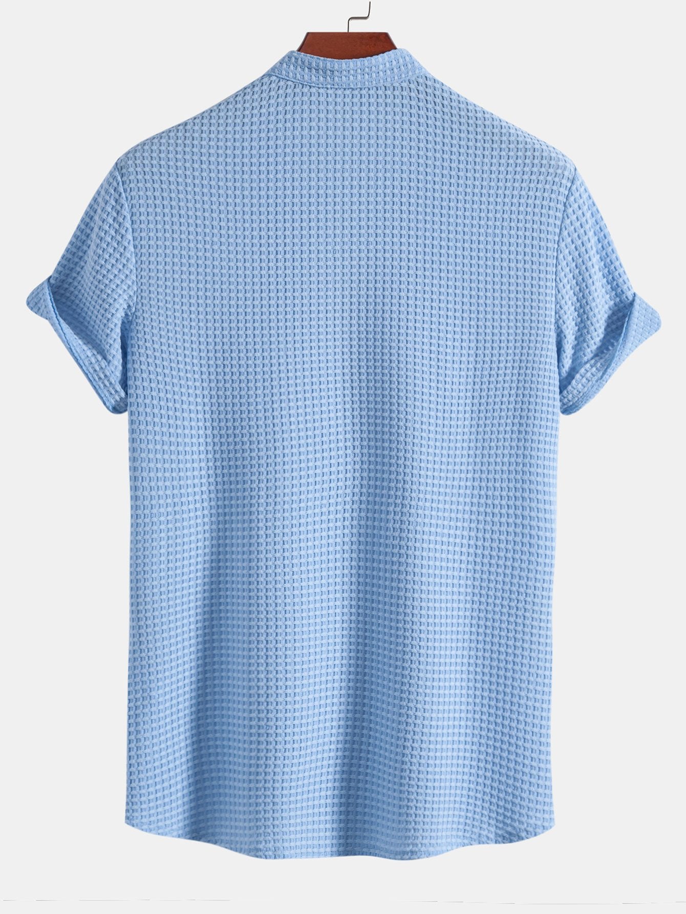 Aleko® | Muscle Fit Waffle Texture Stand Collar Shirt