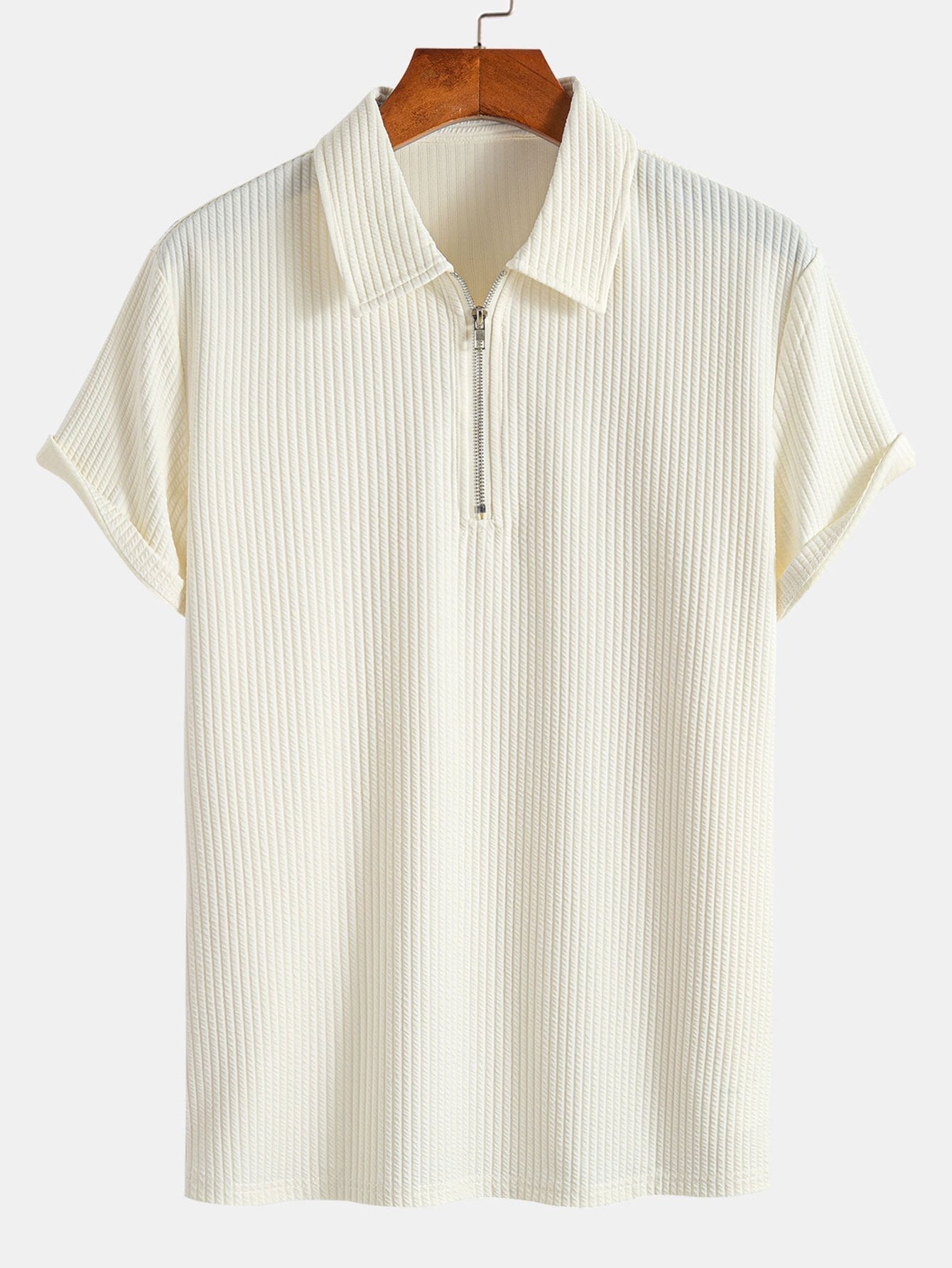 Ezra | Muscle Fit Ribbed Half Zip Polo