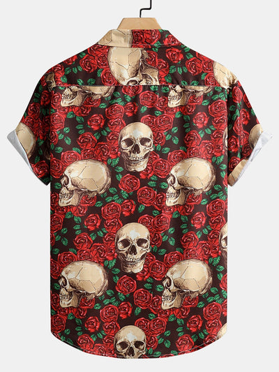 Archil® | Skull Rose Print Button Up Shirt