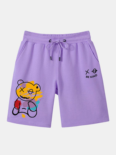 Badawy® | Graffiti Bear Print Man Mid Length Shorts