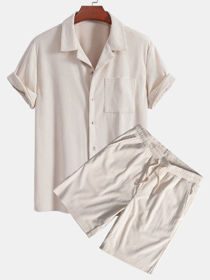 Adalrich® | Short Sleeve Corduroy Cuban Shirt & Shorts