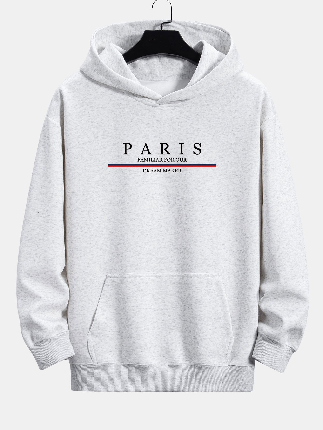 Zackary | Stripe Paris Slogan Print Relax Fit Hoodie