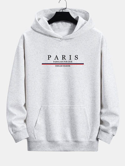 Zackary | Stripe Paris Slogan Print Relax Fit Hoodie