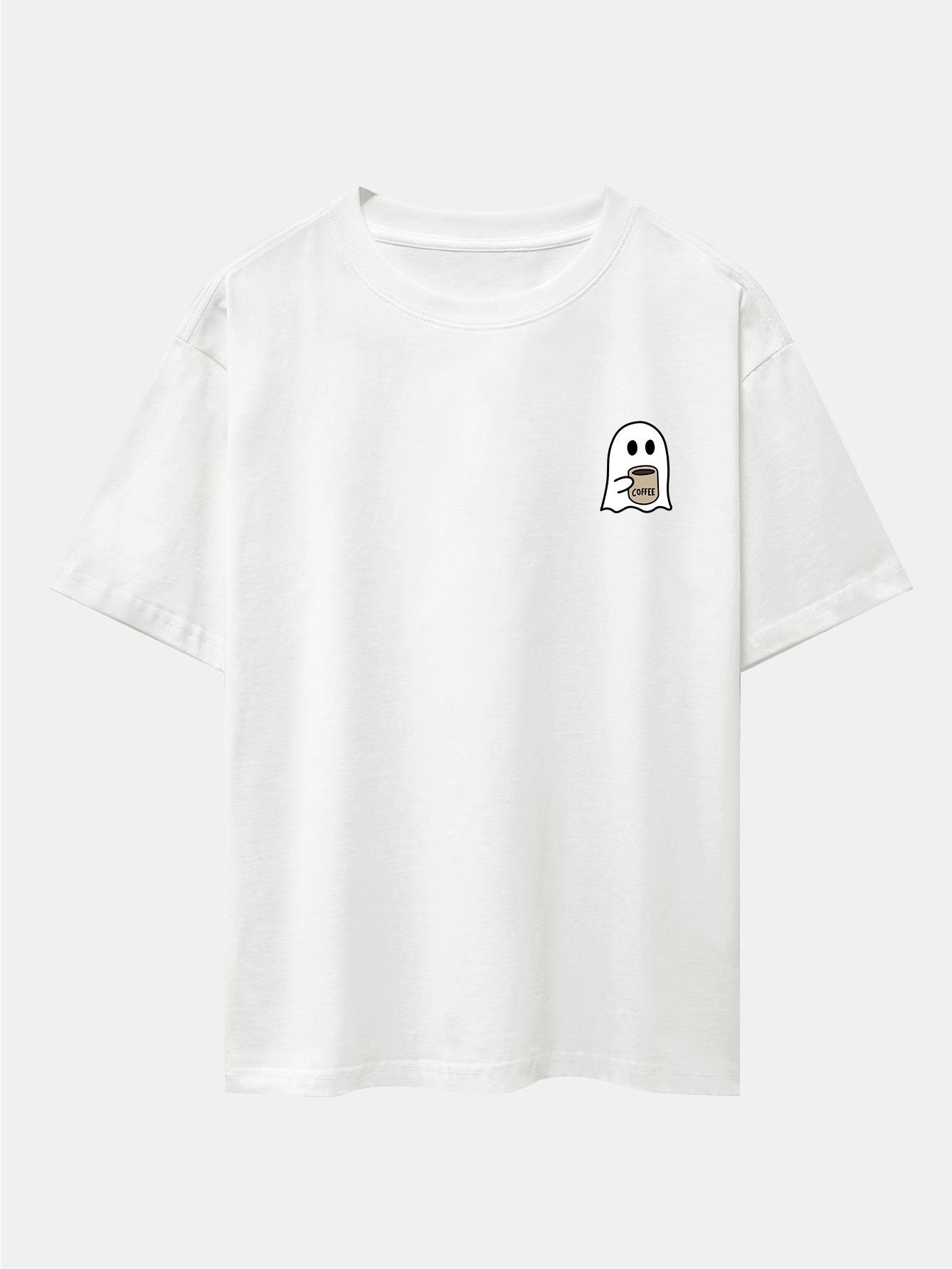 Aureliano® | Ghost Drinking Coffee Print Drop Shoulder Oversize T-Shirt
