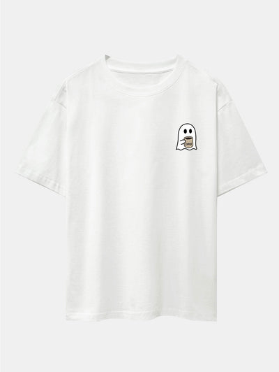 Aureliano® | Ghost Drinking Coffee Print Drop Shoulder Oversize T-Shirt