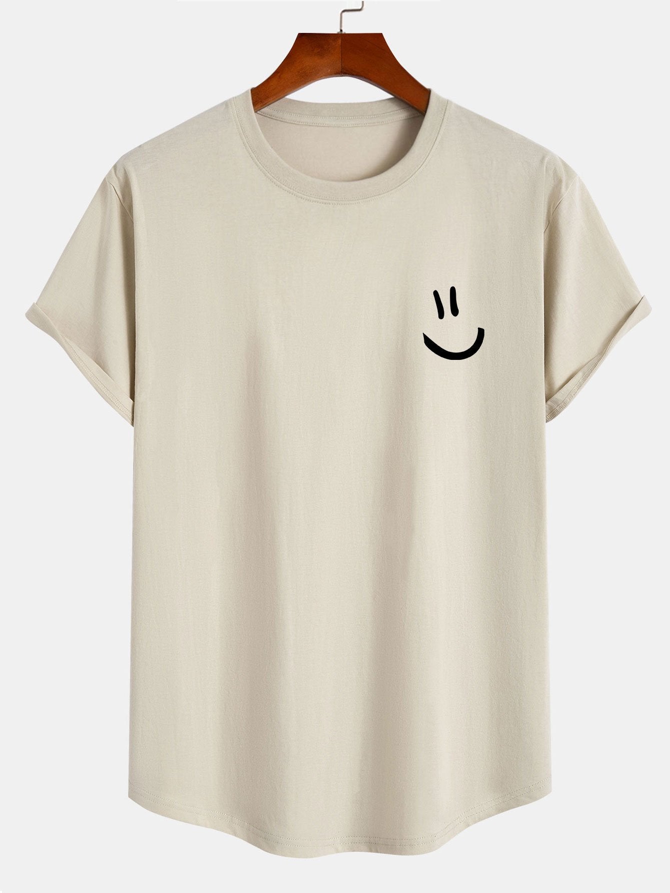Andrew® | Smiley Print Cotton Arc Hem T-Shirt