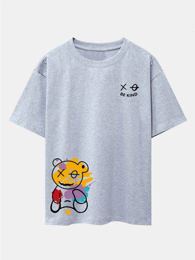 Thomas® | Graffiti Bear Print Drop Shoulder Oversize T-Shirt