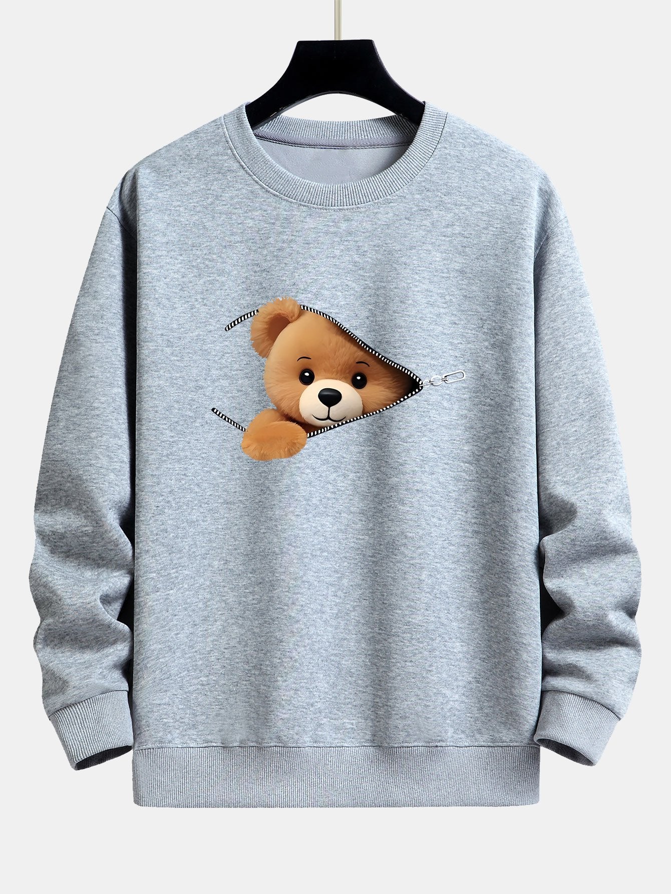 Theodore® | Zipper Bear Print Relax Fit Sweatshirt