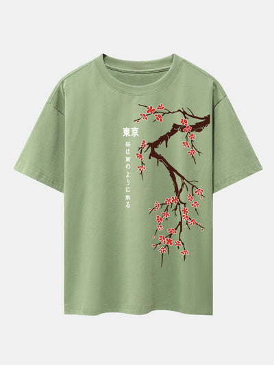 Ken® | Tokyo Japanese Cherry Blossoms Print Drop Shoulder Oversize T-Shirt