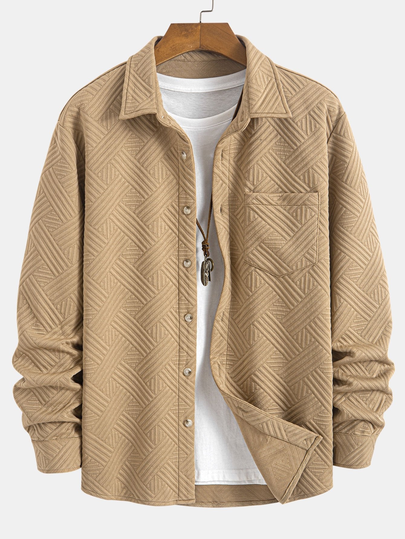 Amadeo® | Striped Jacquard Button Up Shirt