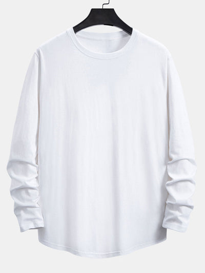 Adamo® | 3 Pieces Basic Long Sleeve Cotton Arc Hem T-Shirts