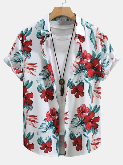 Aran® | Tropical Floral Print Button Up Shirt