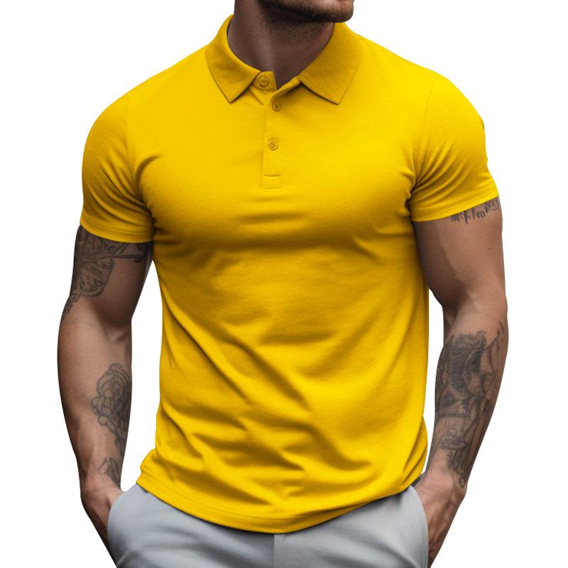 Men's Solid SliLapel Short Sleeve Casal Polo Shirt