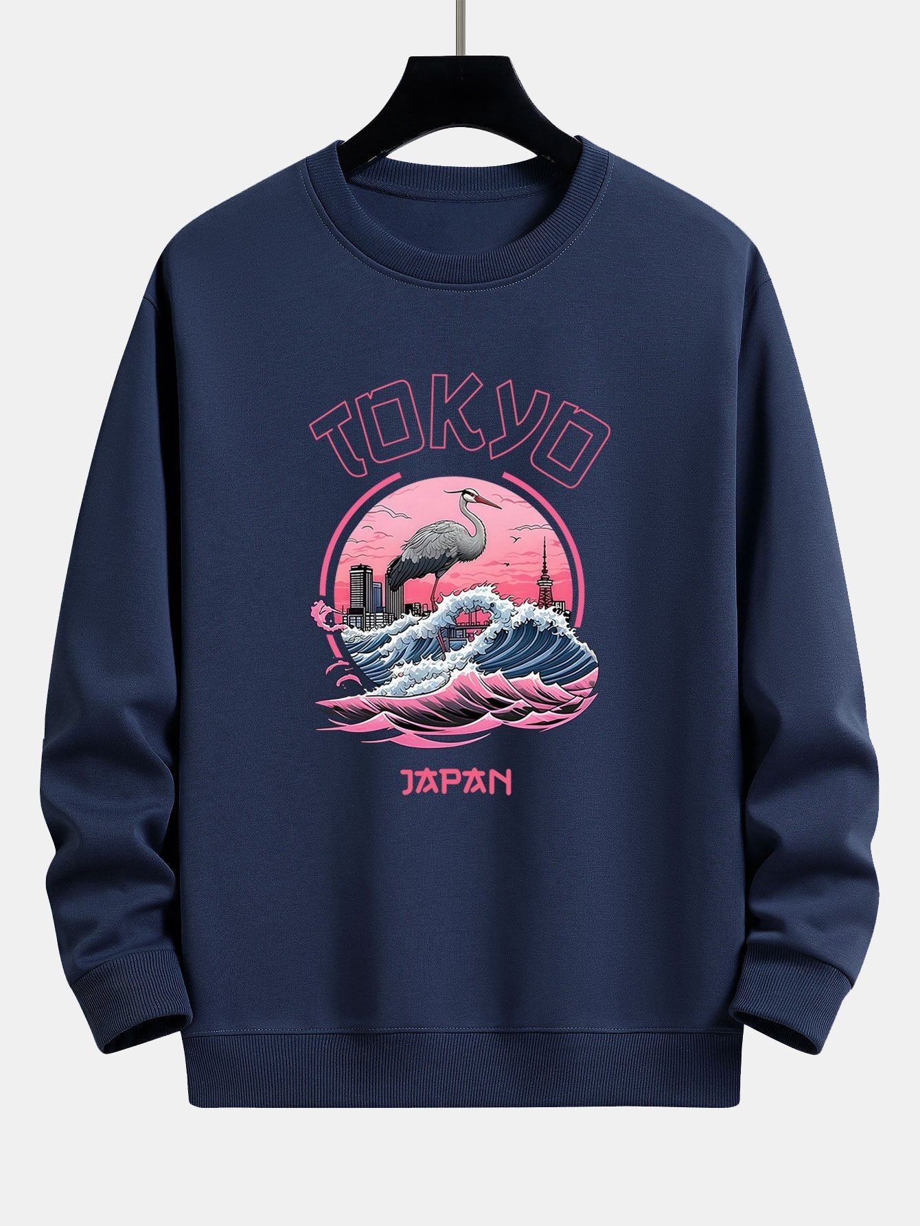 Leonard® | Tokyo Wave Crane Bird Print Relax Fit Sweatshirt