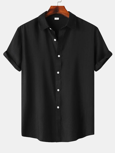 Auber® | Short Sleeve Textured Button Up Shirt