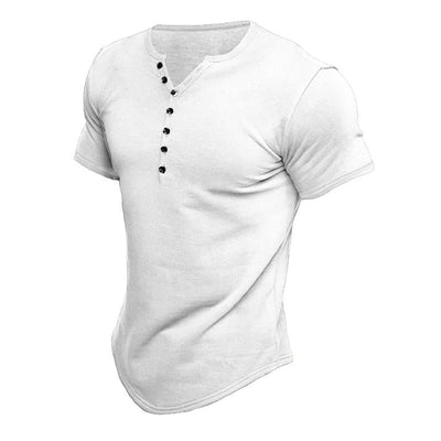 Men's Short Sleeve Solid Btn Henley T-Shirt