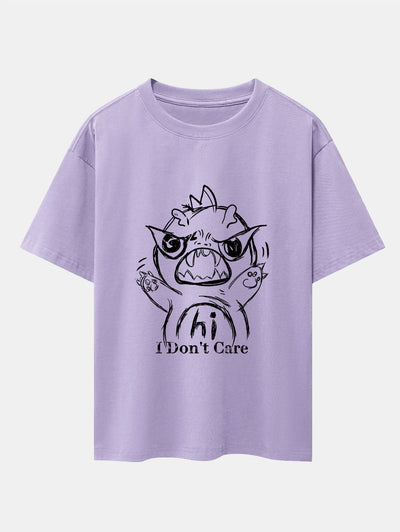 Isaac® | Cartoon Dinosaur Print Drop Shoulder Oversize T-Shirt
