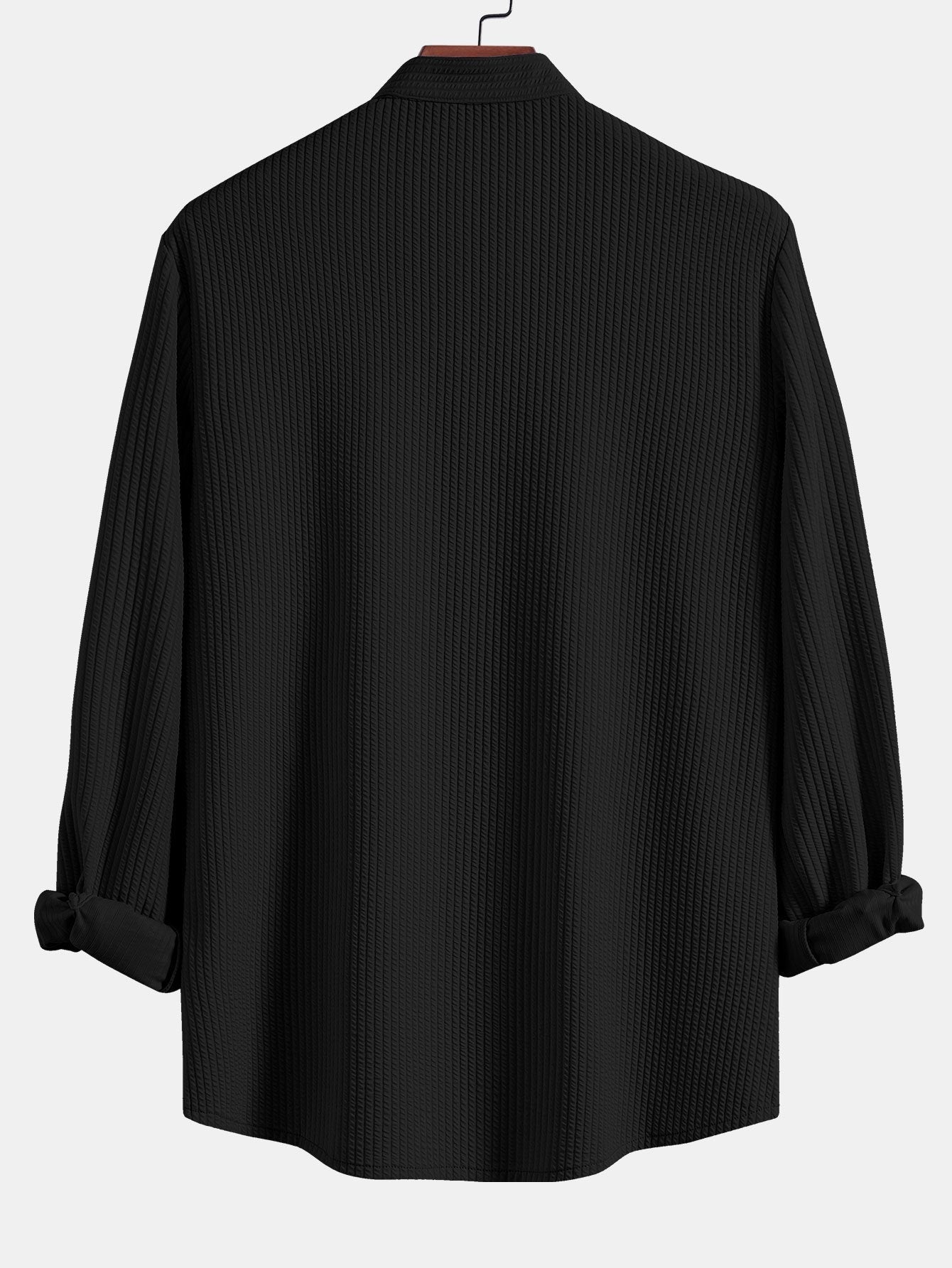 Baldomero® | Long Sleeve Muscle Fit Ribbed Stand Collar Shirt