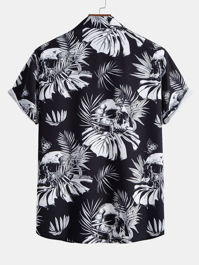 Amar® | Skull Tropical Print Button Up Shirt