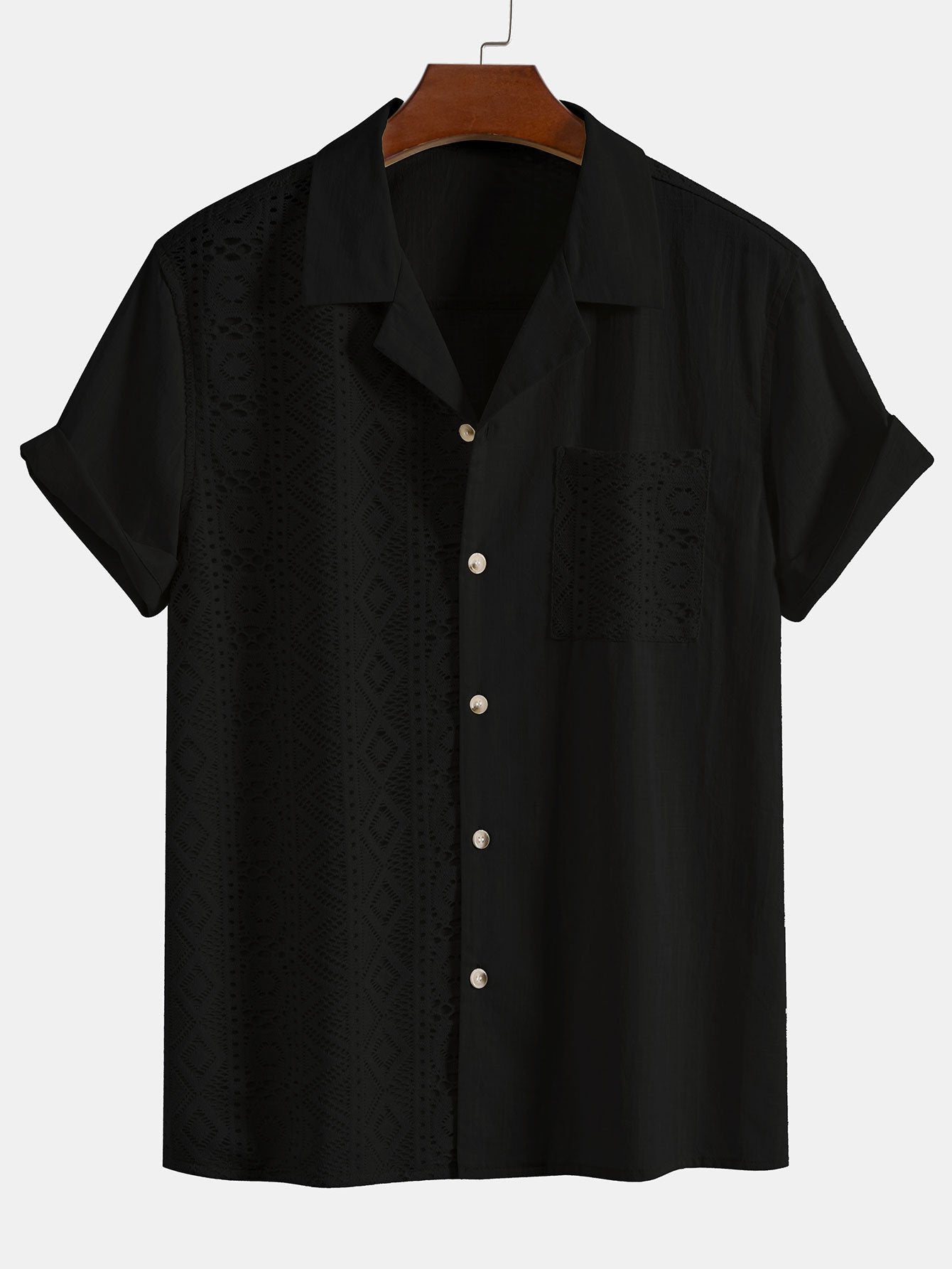 Anakin® | Geometric Textured Patchwork Cuban Shirt
