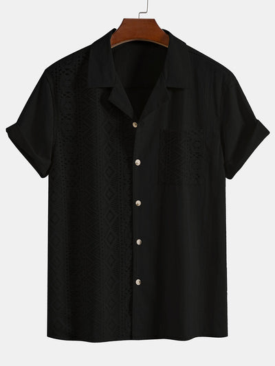 Anakin® | Geometric Textured Patchwork Cuban Shirt