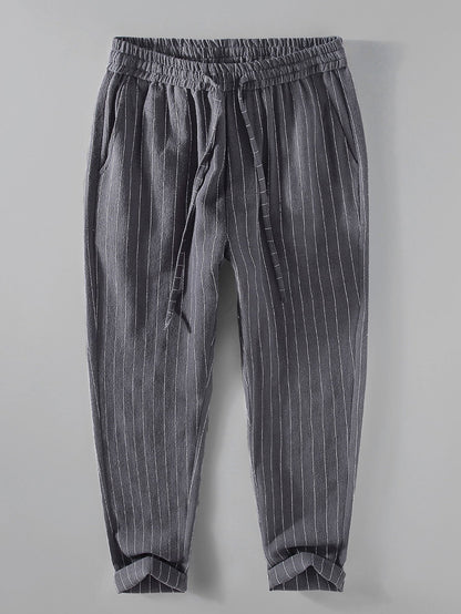 Jacinto® | Striped Linen Cotton Blend Cropped Pants